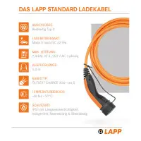 Lapp Mobility 5m Ladekabel E-Auto Typ 2, 7,4 kW/32 A, 1-Phas